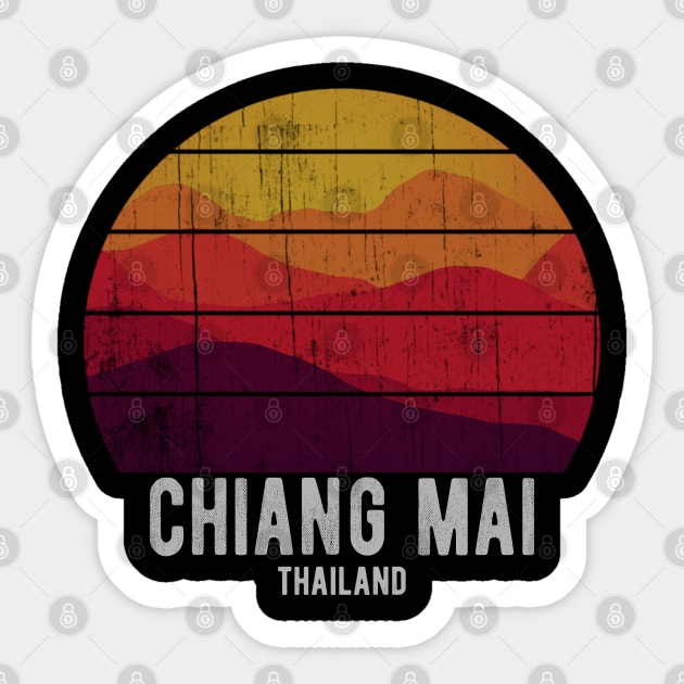 Vintage Chiang Mai Thailand Mountain Sunset Thai Sticker by Urban7even